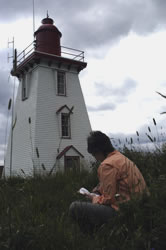 Annette sketching lighthouse
