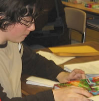 student reading