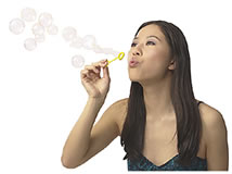 teacher blowing bubbes
