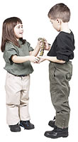 girl and boy with snake