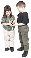 girl and boy with snake