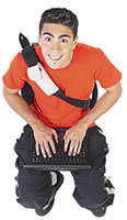 teen with computer