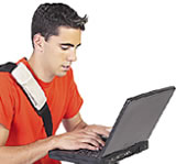 teen with computer