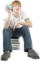 teen with globe