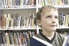 boy at library