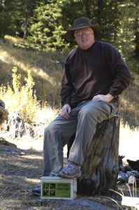 Larry with geocache box