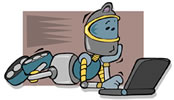 robot and laptop